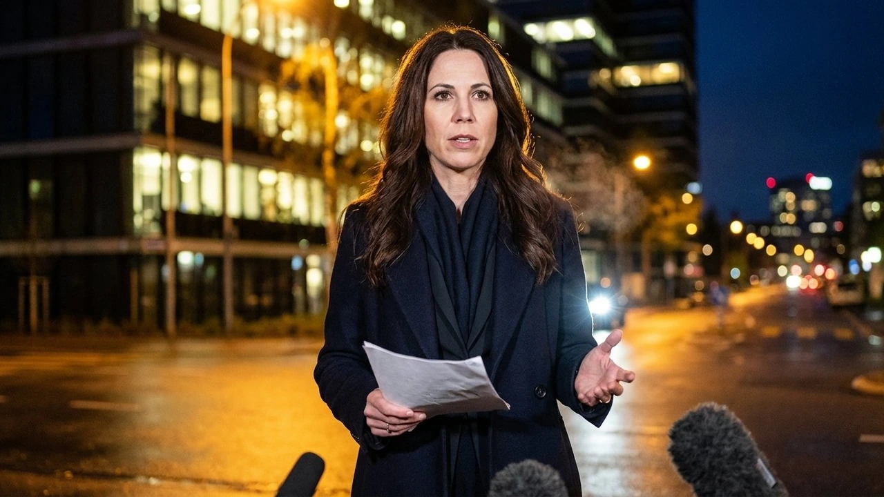 Susanne Wille gibt eine Erklärung vor dem Leutschenbach-Gebäude ab
